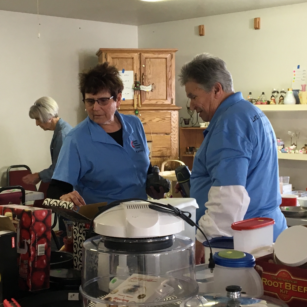 Gretchen and Gloria at garage sale